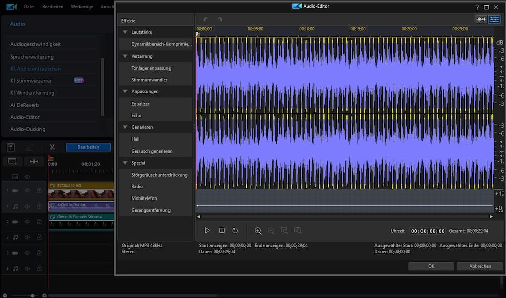 PowerDirector - Audio-Bearbeitung